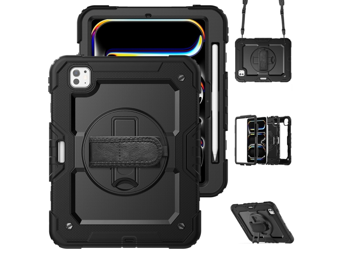 Capa Para Ipad Pro 11 2025/2024 11 Polegadas À Prova De Choque,com Suporte E Alça De Ombropreta