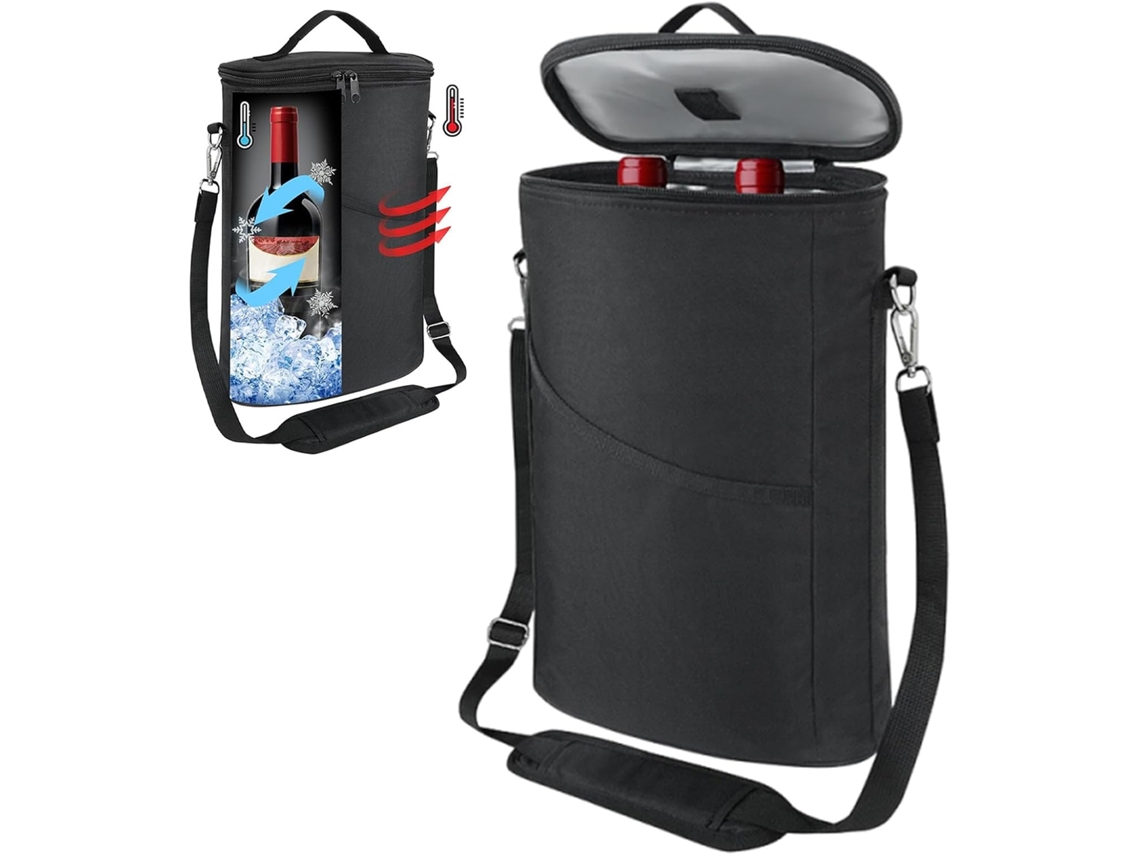 Bolsa Térmica Para Vinho Refrigerador Portátil Para 2 Garrafas De Vinho | Bolsa Térmica À Prova Gokoco