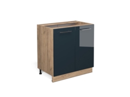Móvel embaixo da pia Fame-Line, 80 cm com prateleira, PT Antracite, Azul escuro brilhante, Vicco