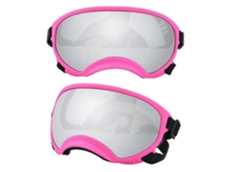 Óculos para Cães Anti UV, Resistentes a Impactos, Ajustáveis, Elásticos, Filhotes, Óculos para Cães Grandes, Respiráveis, Rosa e Prata BRILVIBERA