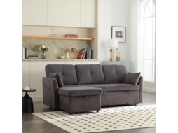 Sofá-cama multifuncional com arrumação, cama extra, chaise longue intercambiável e sofá modular em L para sala de estar