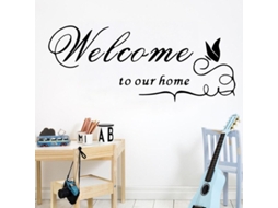 Adesivo De Parede "bem-vindo À Nossa Casa" (diy) - Adesivo De Parede Removível Para Decoração De Salão - 58 X 141 Cm