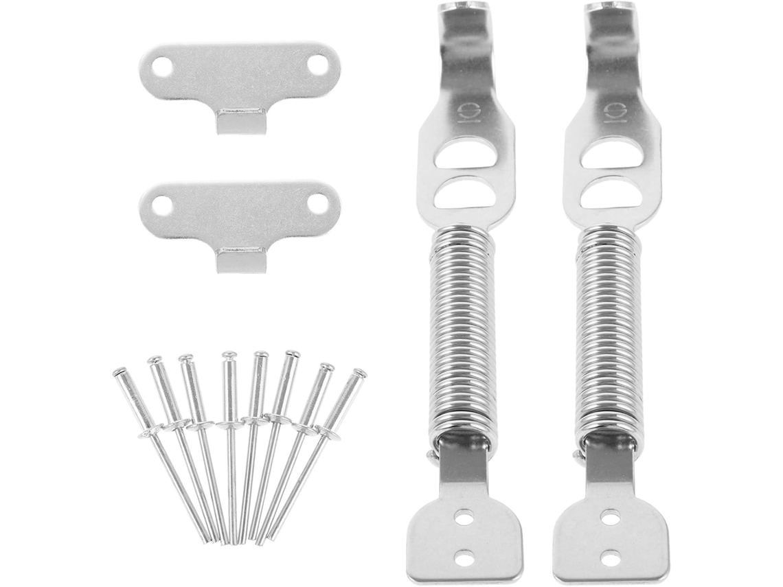 Conjunto De 1 Pino De Capô Resistente E Seguro Em Aço Inoxidável Prateado.