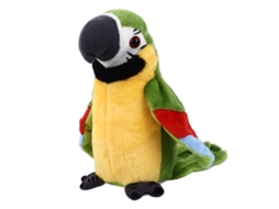 Papagaio de Pelúcia Elétrico que Fala e Repete Vozes - Brinquedo Interativo e Macio - Verde