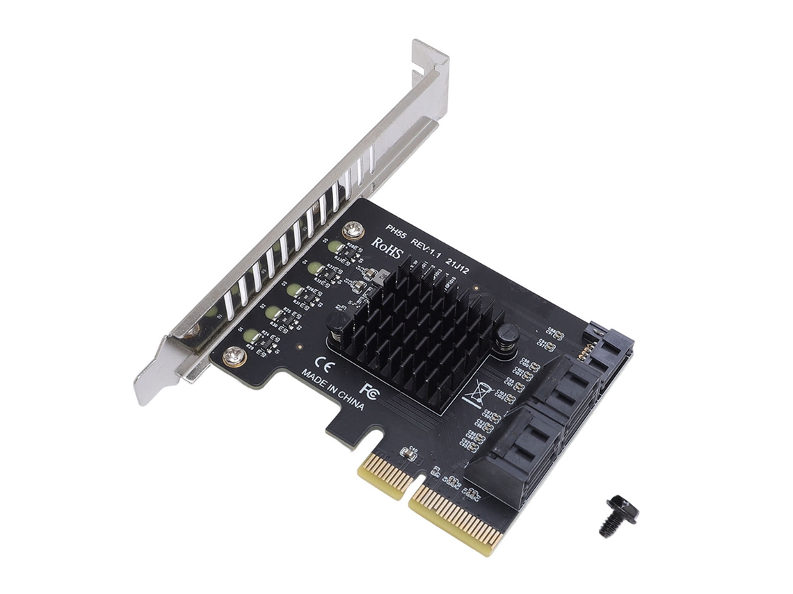 Placa De Expansão Pcie X4 X8 X16 Para 5 Portas Serial Ata 3.0 3.1 6gbps Para Pc Desktop