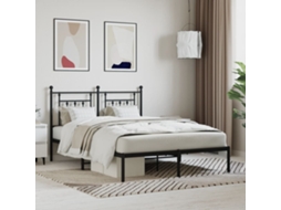 Estrutura De Cama Com Cabeceira 140x200 Cm Metal Preto