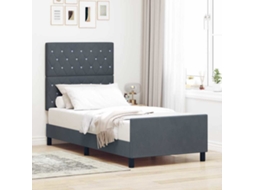 Vidaxl Cama Box Com Cabeceira Cinzento Escuro 90 X 190 Cm Veludo