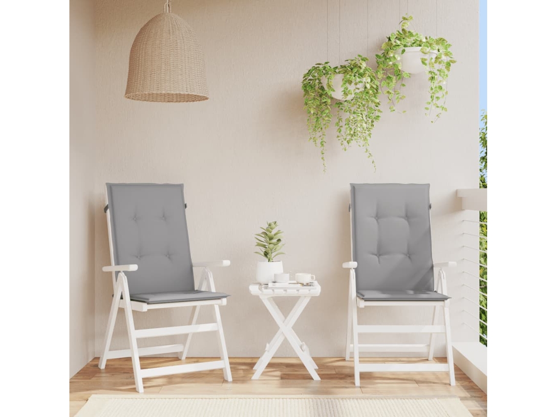 Vidaxl Almofadões Para Cadeiras Altas De Jardim 2 Pcs Tecido Cinzento