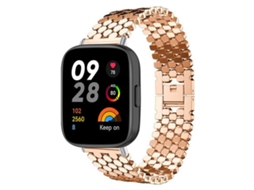 Bracelete para Redmi Watch 3 XIAOMOYU em Metal com Textura de Escamas de Peixe Ouro Rosa