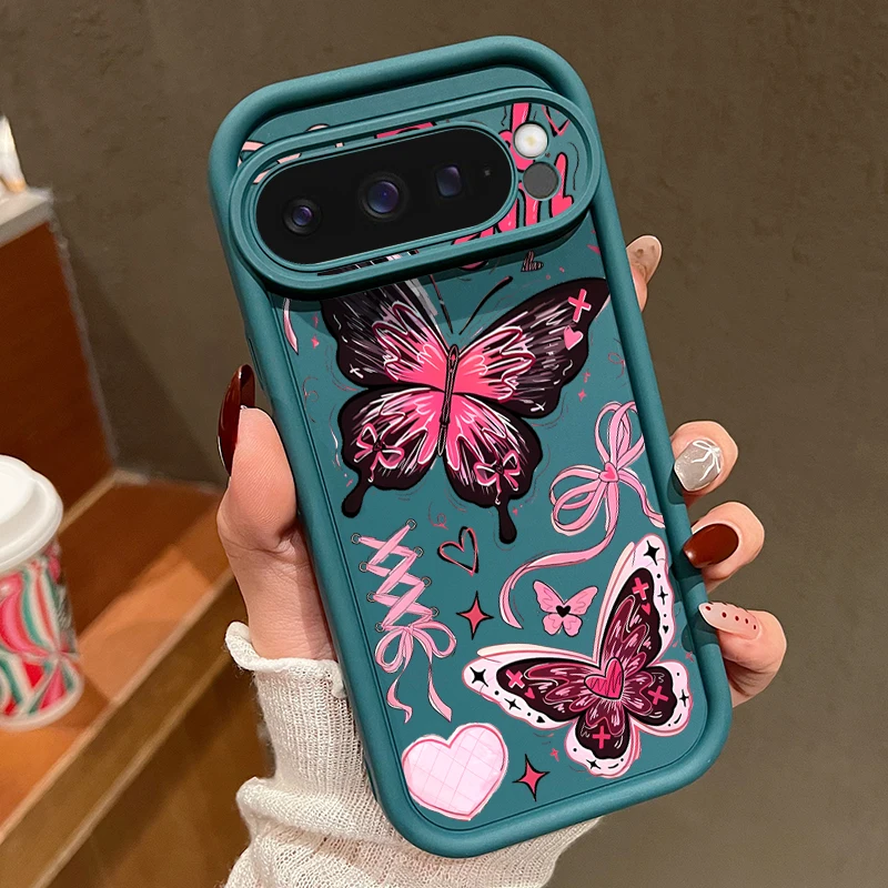 Capa Para Celular Google Pixel 7 Rosa Com Desenho De Borboleta, À Prova De Choque E Feita De Tpu Macio.