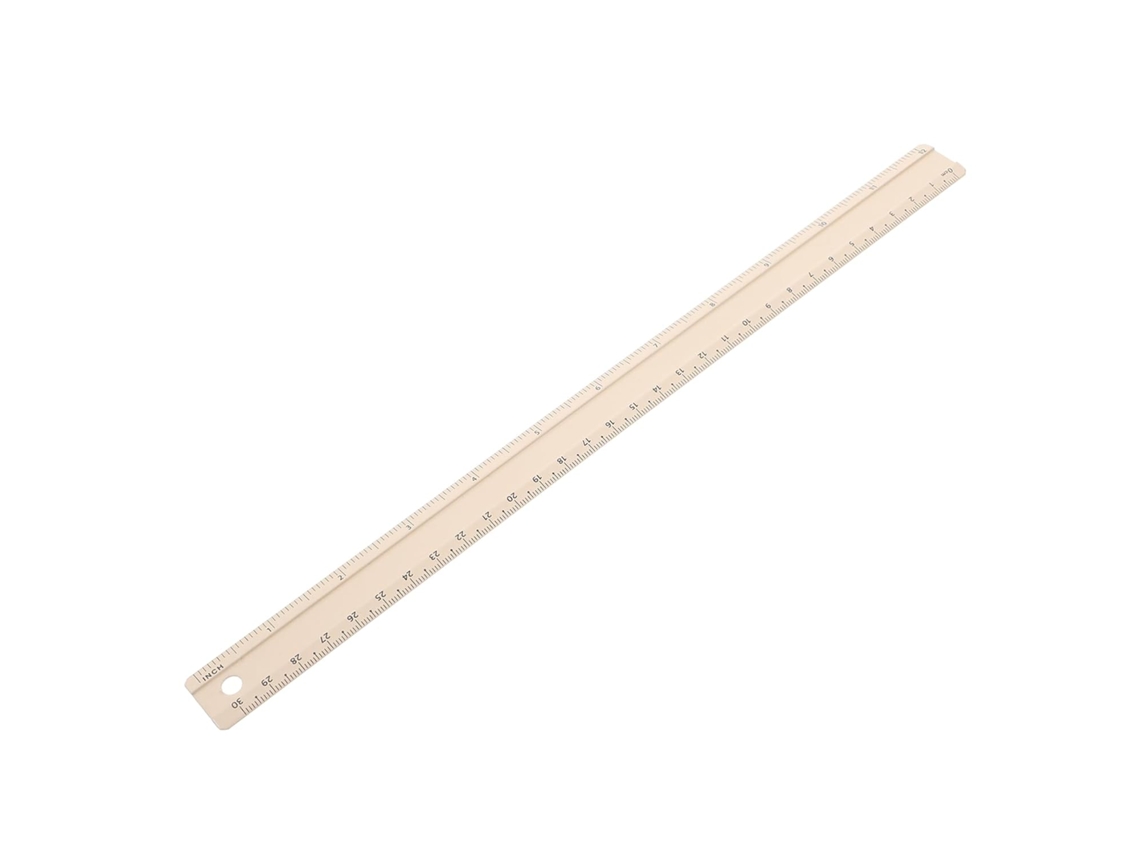 Régua de metal de 30 cm em liga de alumínio, bege, para desenho.