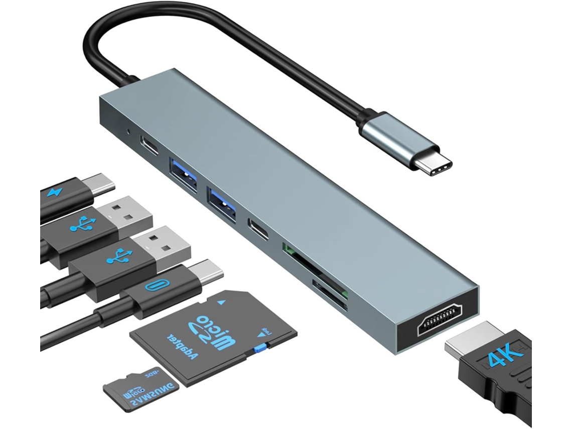 Base Usb-c 7 Em 1 Com Conector 3.0 (para Computadores Portáliis)