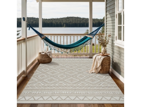 Tapete Calgary Tecido Plano Interior Exterior Design Moderno - Bege - 300 X 400 Cm