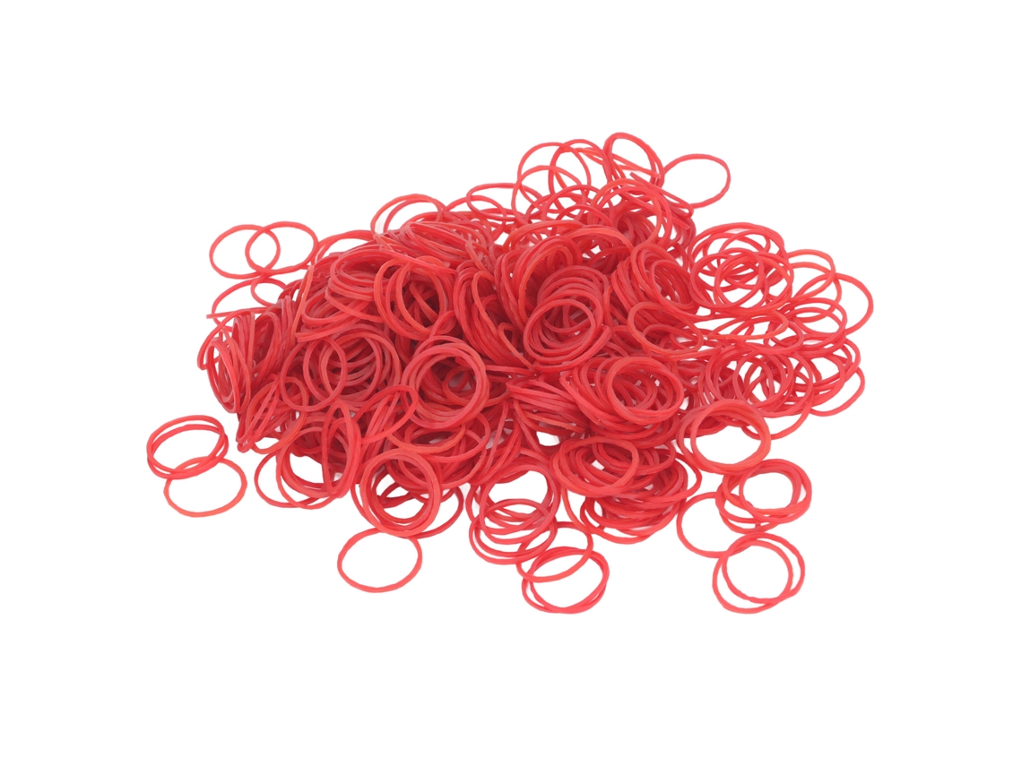 Elásticos de cabelo de borracha de alta elasticidade para salões de cabeleireiro, vermelhos.