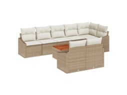 Conjunto 9 De Sofá De Jardim De Vidaxl Com Travesseiros Bege Rattan Acácia