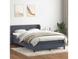 Vidaxl Cama Com Molas/colchão 160x210 Cm Veludo Cinzento-escuro