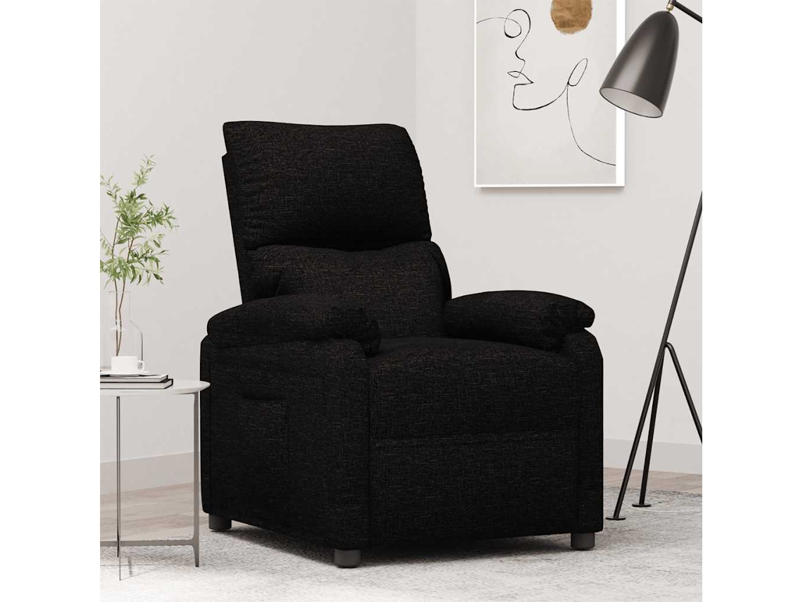 Vidaxl Poltrona Reclinável Tecido Preto