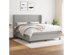 Vidaxl Cama Com Molas/colchão 180x200 Cm Tecido Cinzento-claro