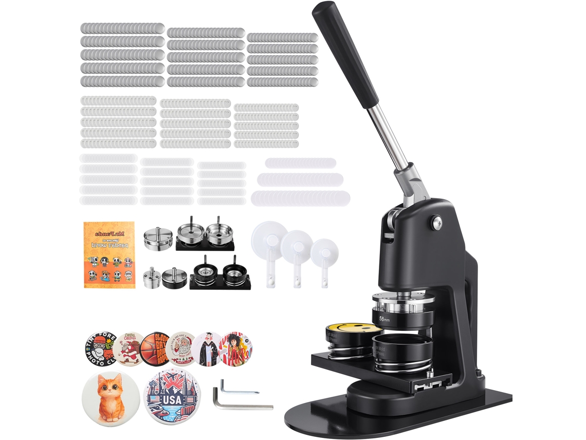 Máquina para fazer crachás de 32/58/75 mm, 300 conjuntos de botões, Vevor preto