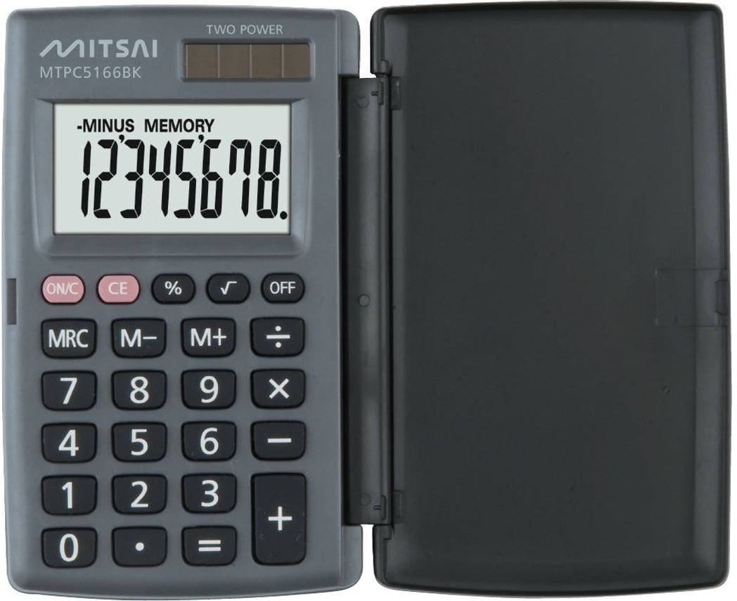 Calculadora Básica MITSAI Com Tampa Preto (8 dígitos)