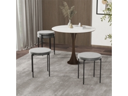Conjunto de 4 Banquetas EHSTMIND Empilháveis para Cozinha e Sala de Jantar com Assento Acolchoado em Veludo, Estrutura em Metal 41,5x41,5x46 cm