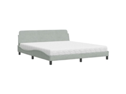 Cama Vidaxl Cinzeto Veludo (218x185x74.5 Cm)