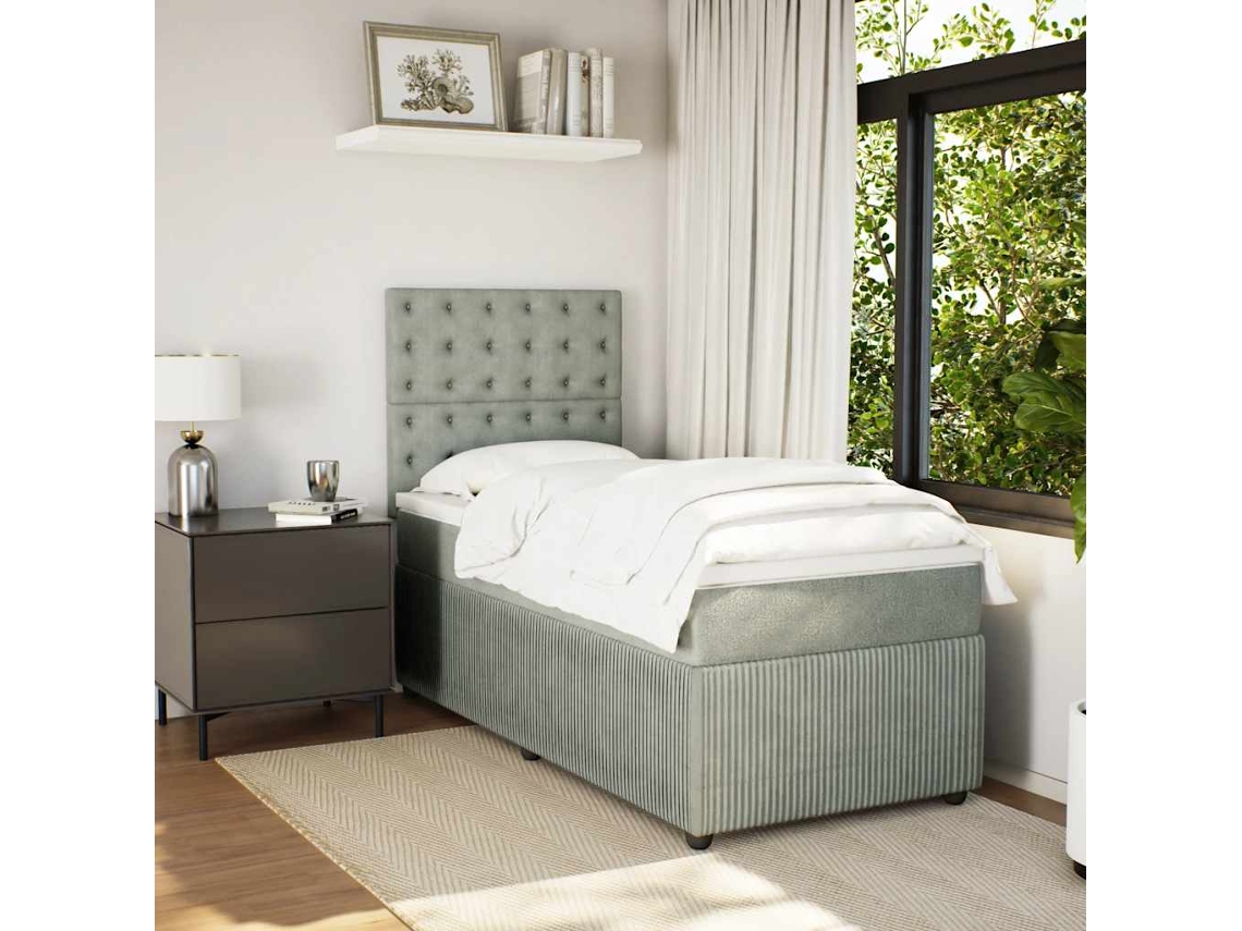 Vidaxl Cama Com Molas/colchão 80x200 Cm Veludo Cinza-claro