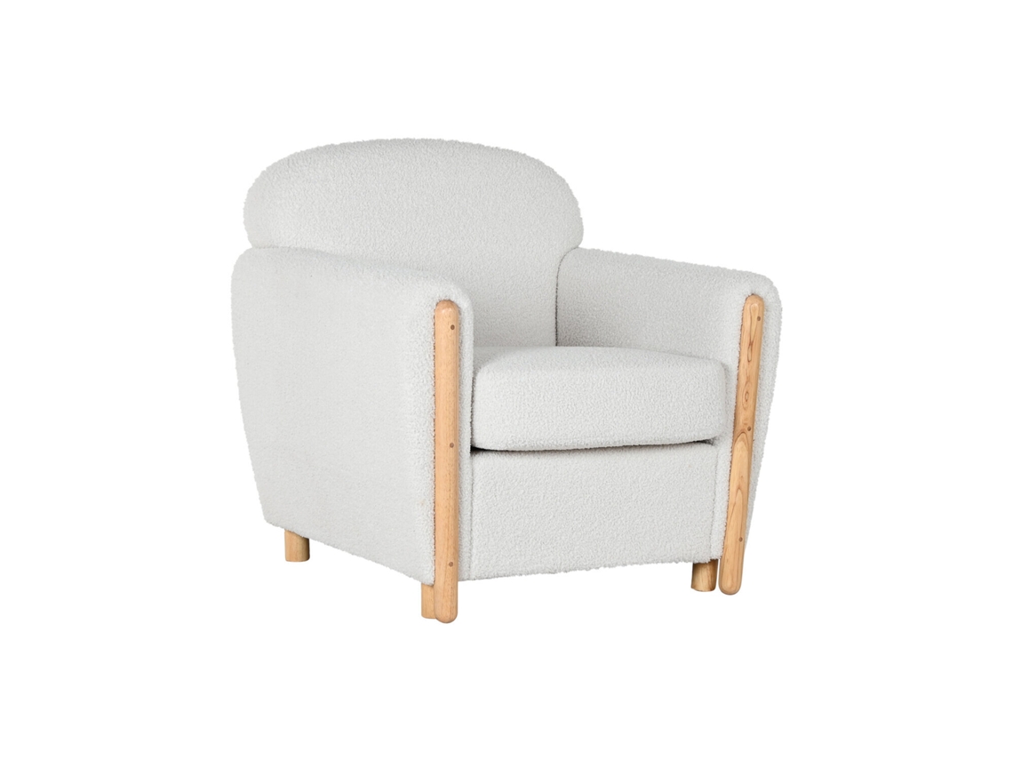 Poltrona de poliéster com detalhes em madeira branca 81x78x82cm ALEXANDRA HOUSE