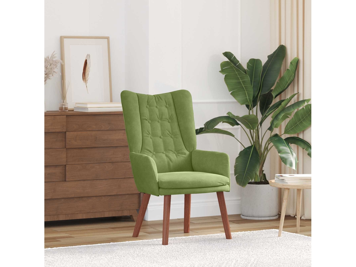 Vidaxl Poltrona Verde Claro 63 X 67 X 94 Cm Veludo