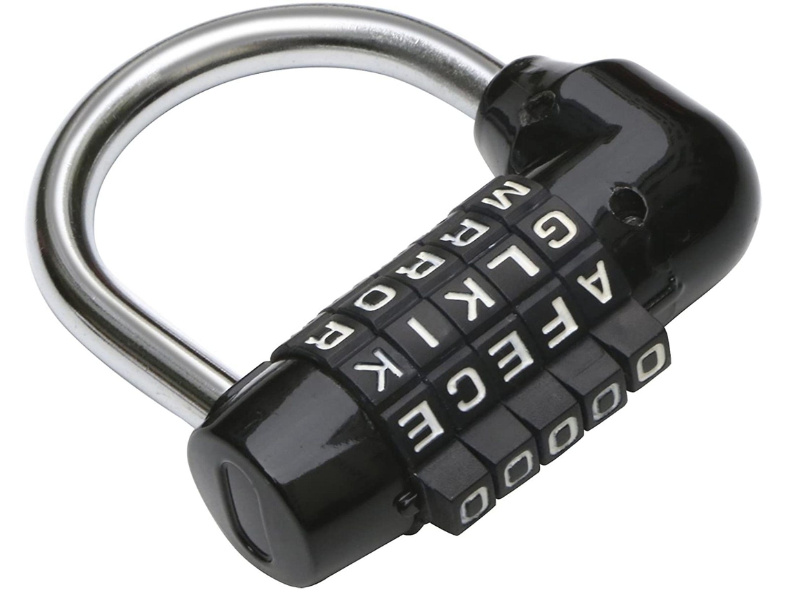 Cadeado de combinação Almi com 5 letras, preto, para bicicleta, portátil, presente, Slowmoose