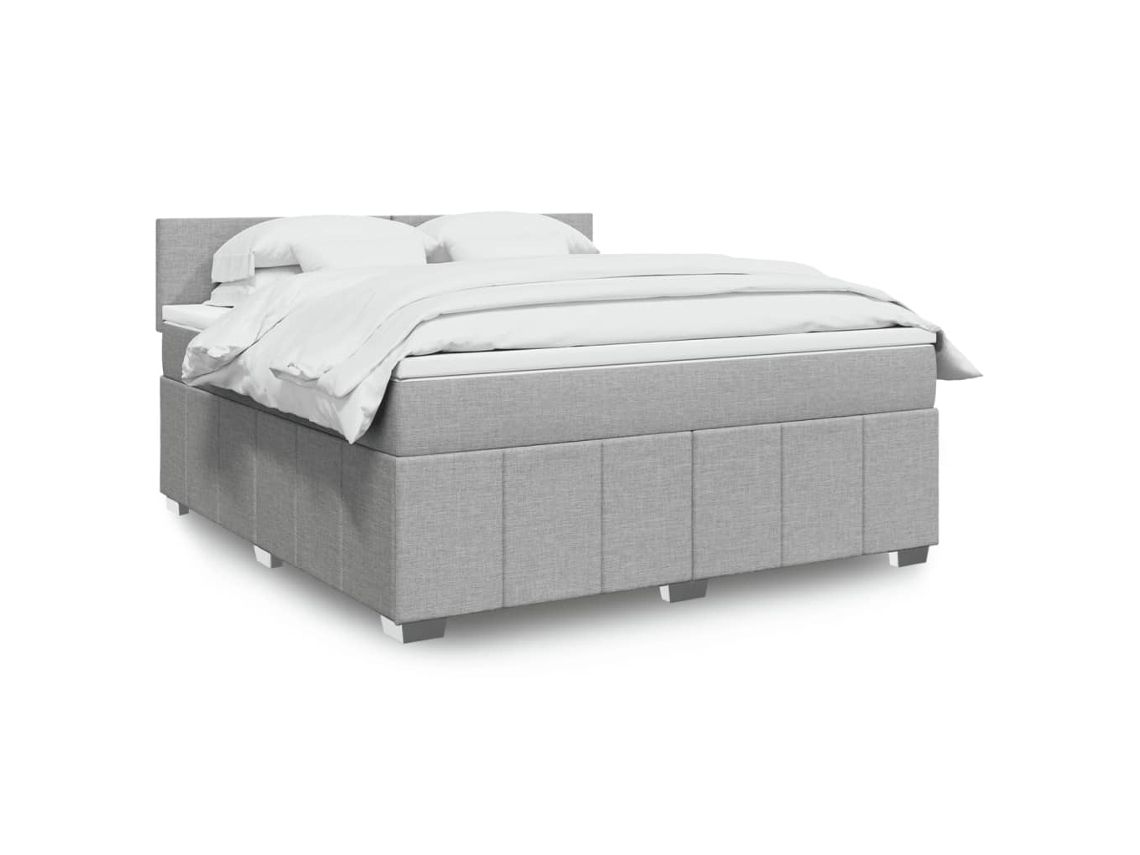 Vidaxl Cama Com Molas/colchão 180x200 Cm Tecido Cinzento-claro