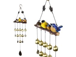 Relógio Decorativo Para Áreas Externas Com Sinos De Vento E Bom Som Para Jardim, Quarto, Montado Na Parede, Pássaros Azuis E Amarelos Slowmoose