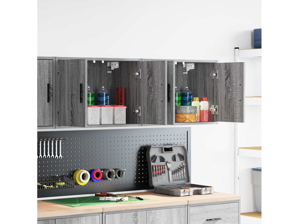 Vidaxl Armários De Parede Para Garagem 2 Pcs Derivados De Madeira