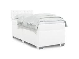 Vidaxl Cama Com Molas/colchão 90x200 Cm Couro Artificial Branco