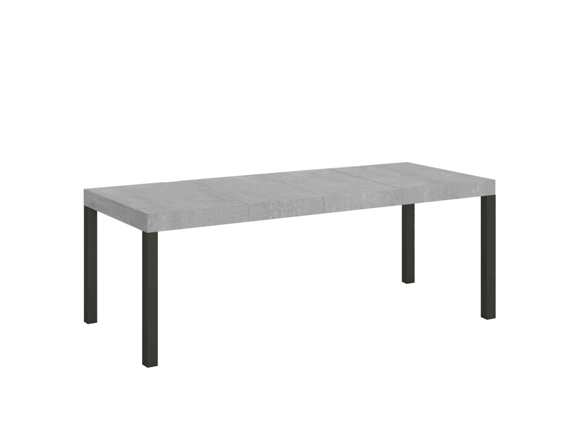 Mesa Extensível Everyday Premium 200/304x90 Cm Concreto Pernas Antracite Itamoby