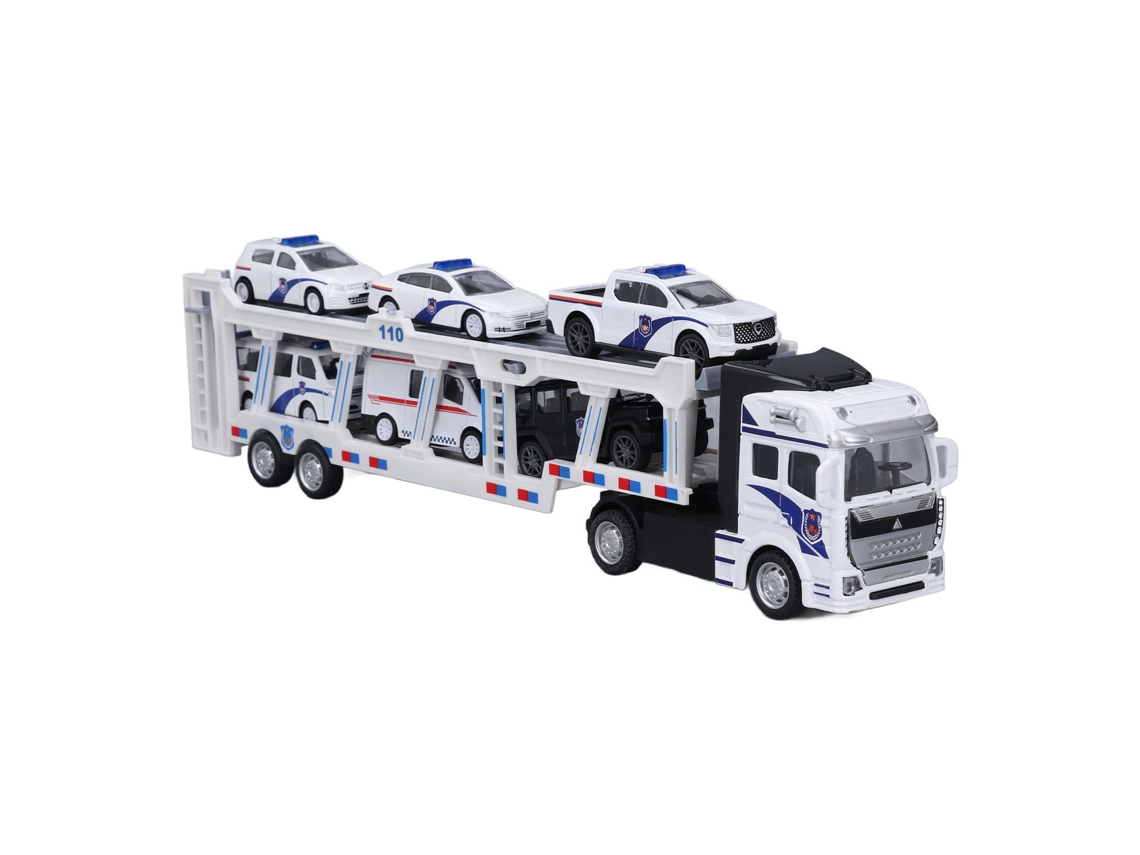 Caminhão Transportador De Carros Com 6 Modelos De Carro De Liga - Brinquedo Portátil 2 Camadas