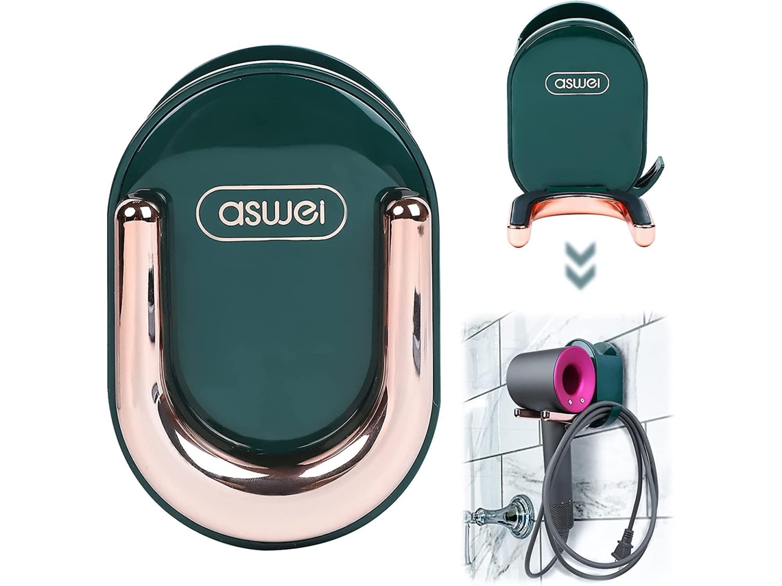 Suporte do Secador de Cabelo Parede Montado Verde, Auto Adesivo Organi Zador Rack GOKOCO