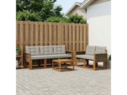 Vidaxl Conjunto De Sofás Para Exterior 6 Pcs Natural E Cinzento-claro