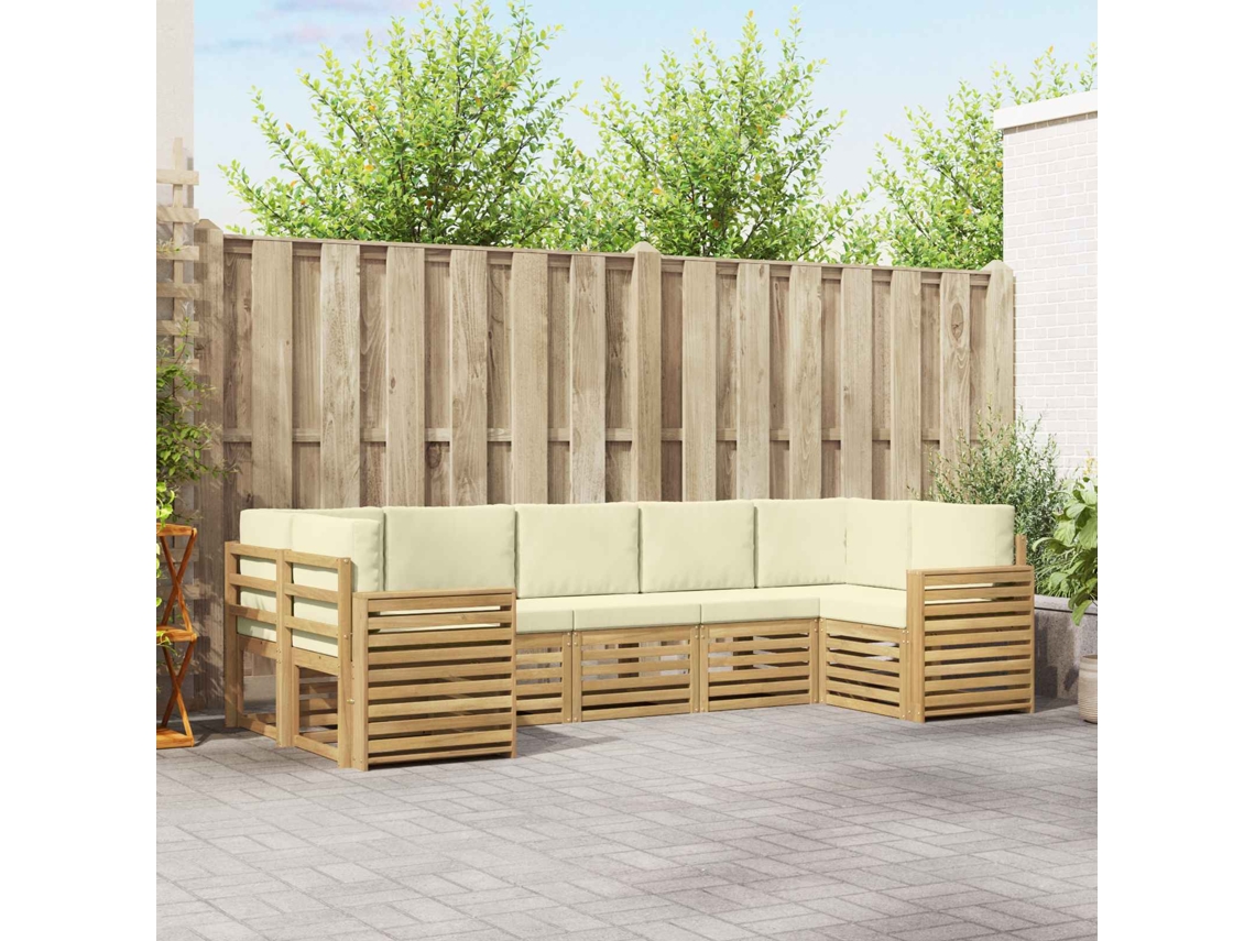 Vidaxl Conjunto De Sofás Para Exterior 7 Unid. Branco E Creme