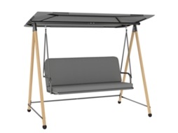 Baloiço de 3 Lugares S/MARCA com cobertura, almofada ajustável, aço, Texteline e poliéster (208x125x180 cm) cinza