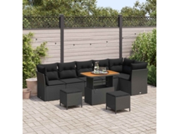 Vidaxl Conjunto De Sofá De Jardim 9 Unid. 6-número De Lugares Preto