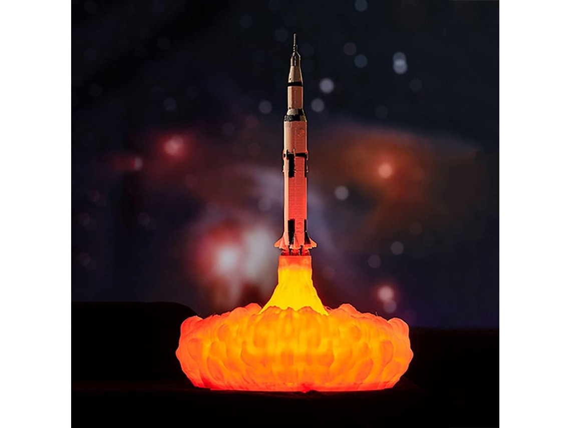 Luminária Led Em Formato De Foguete, Recarregável Via Usb, Inspirada Em Ônibus Espacial E Lua, Ideal Para Cabeceiras E