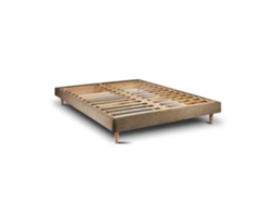 Estrutura De Cama Tribu  Taupe Pés Cônicos 195 X 160 Cm Altura 30 Cm Indream