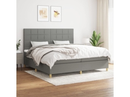 Vidaxl Cama Com Molas/colchão 200x200 Cm Tecido Cinzento-escuro