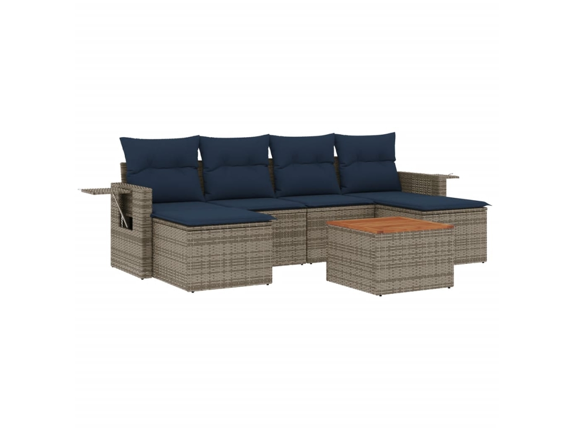 Conjunto de Sofá de Jardim, 7 Peças, Almofadas, Rattan Cinza MAISON EXCLUSIVE