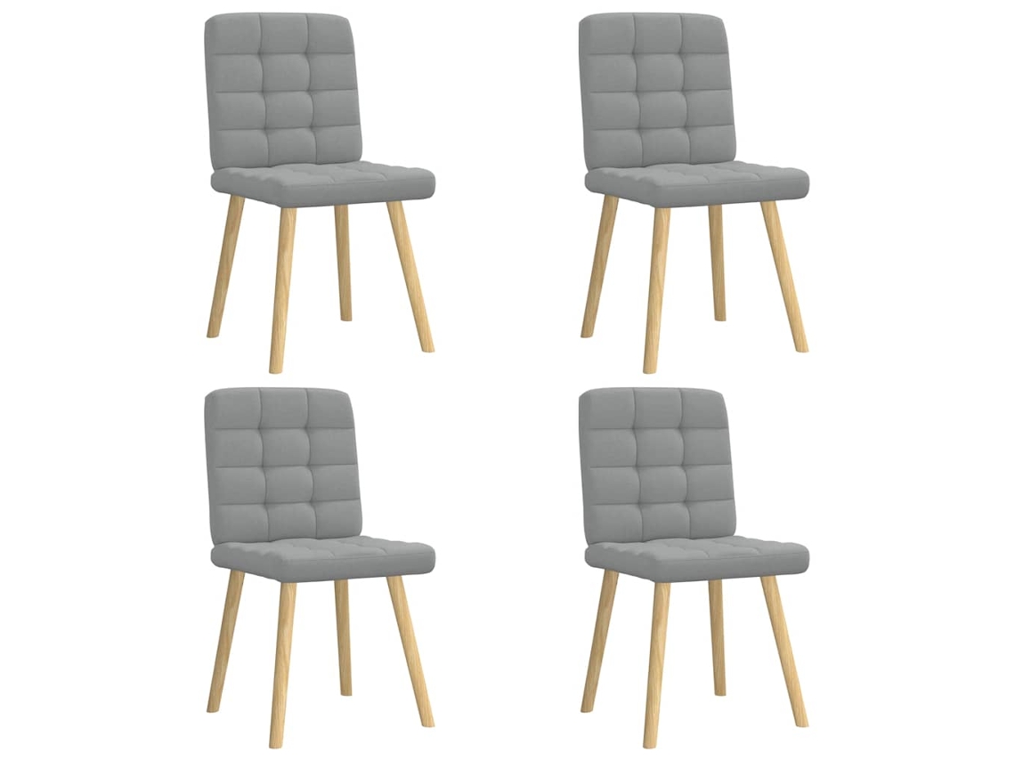 Vidaxl Cadeiras De Jantar 4 Pcs Tecido Cinzento-claro