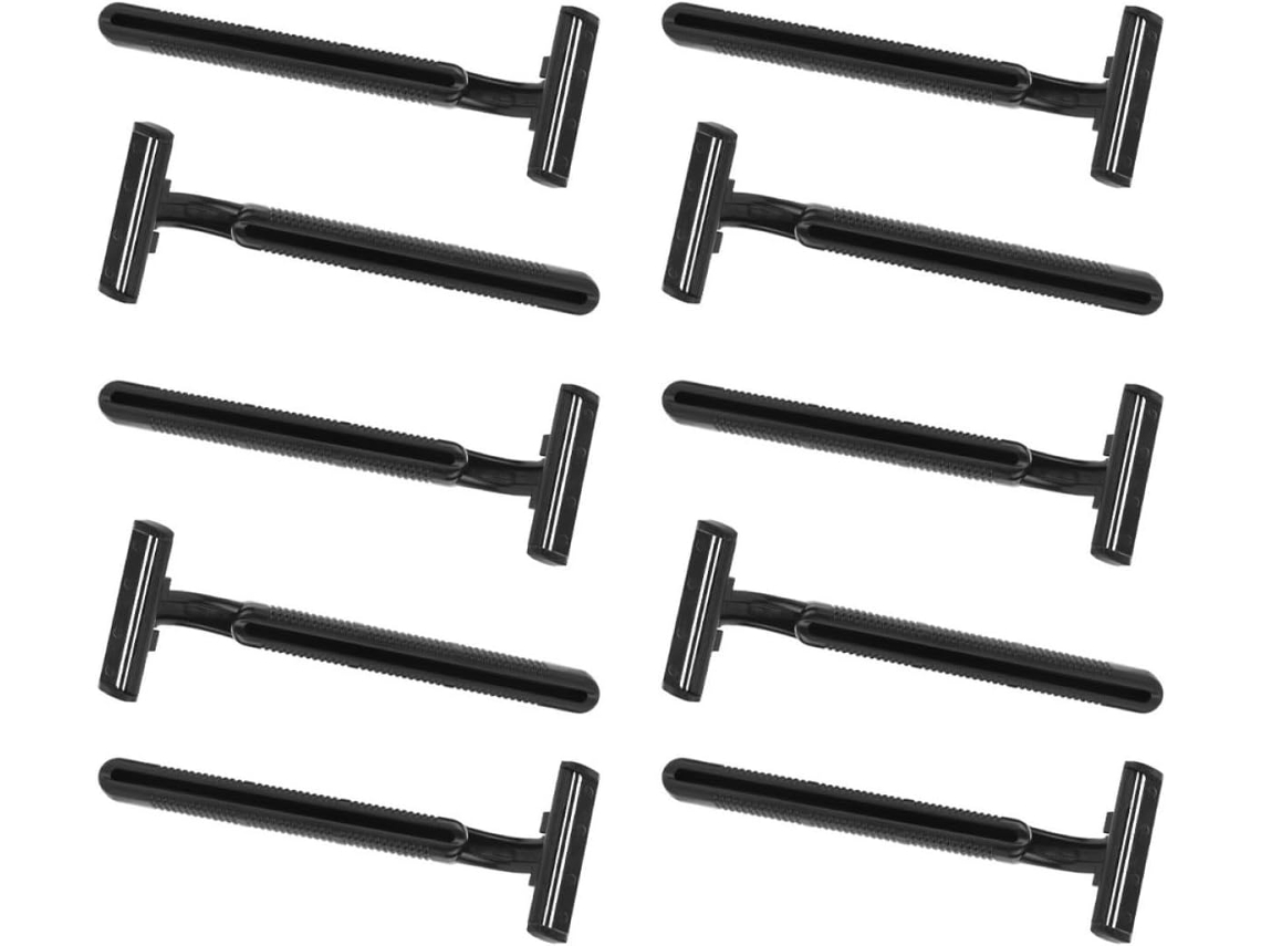 Pacote Com 10 Lâminas De Barbear De Lâmina Dupla Em Aço Carbono Preto, Depilador Manual Soli