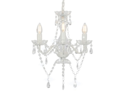 Vidaxl Lustre Com Contas Redondo 3 X E14 Branco
