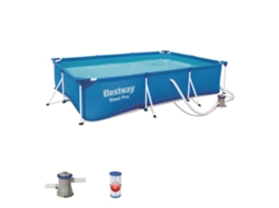 Piscina Desmontável Retangular Bestway Steel Pro 300 X 201 X 66 Cm Com Revestimento Duraplus E Filtro De Cartucho De 1.249 L/h
