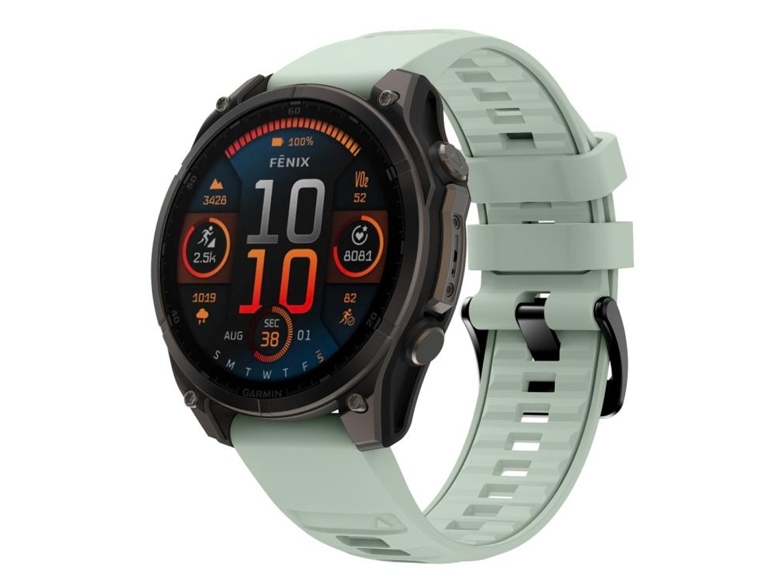 Bracelete Para Garmin (26mm) - Silicone Cor Sólida - Liberação Rápida - Fivela De Aço Preta Verde Menta